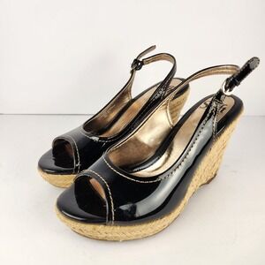 Sofft Women's Slingback Platform Preppy Espadrilles Sandals Black Size 7.5M